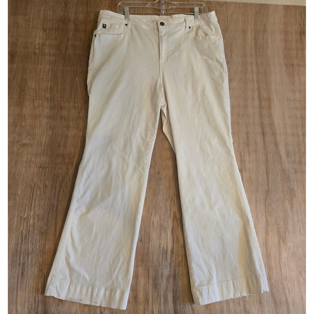 Belle by Kim Gravel White Wide Leg Denim Pants Jeans Size 18WT Tall